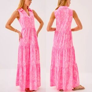 M NWT Lilly Pulitzer Riegan Tiered Maxi Dress in Rousseau Pink Cool As Shell